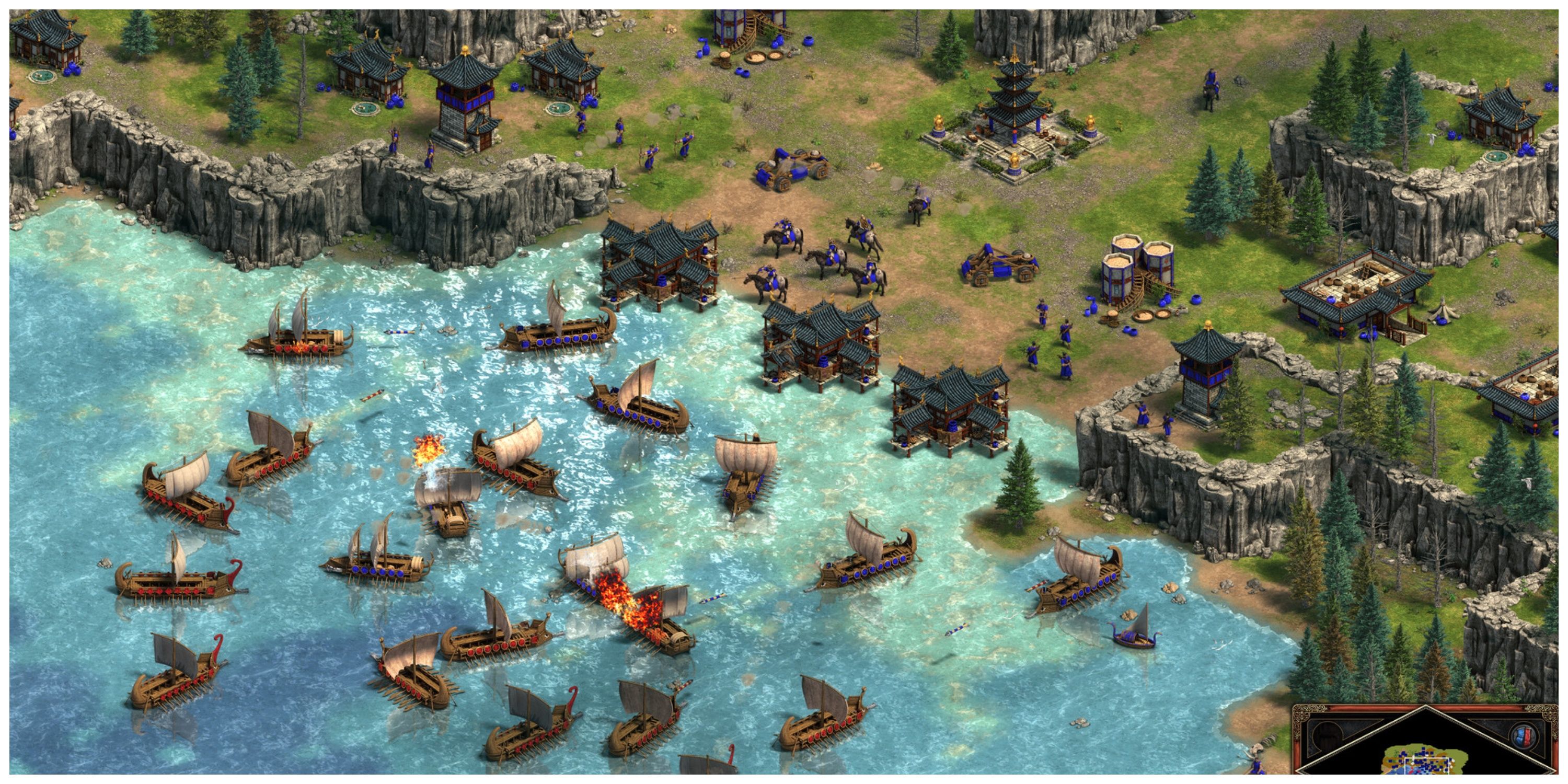Age Of Empires - Steam Screenshot (Boats Burning In The Water)