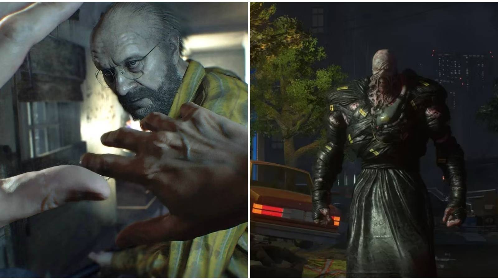Jack Baker and Nemesis in Resident Evil 7 and Resident Evil 3
