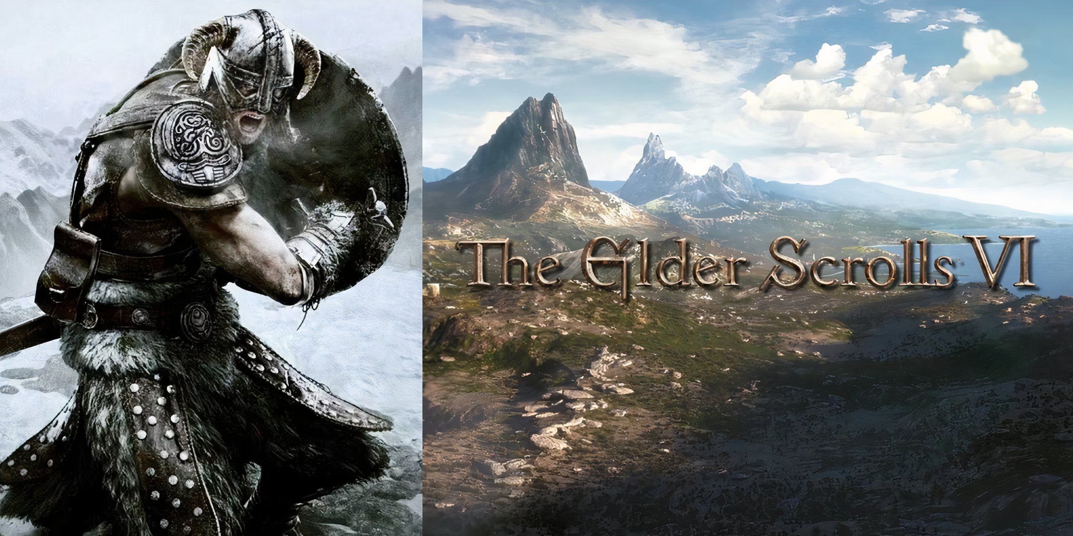 The Dragnborn from Skyrim and the Elder Scrolls 6 logo