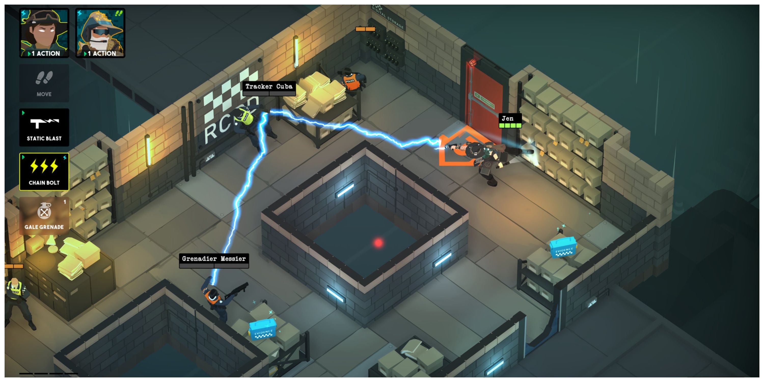 Tactical Breach Wizards - Steam Screenshot (Attacking Enemies With Lightning)