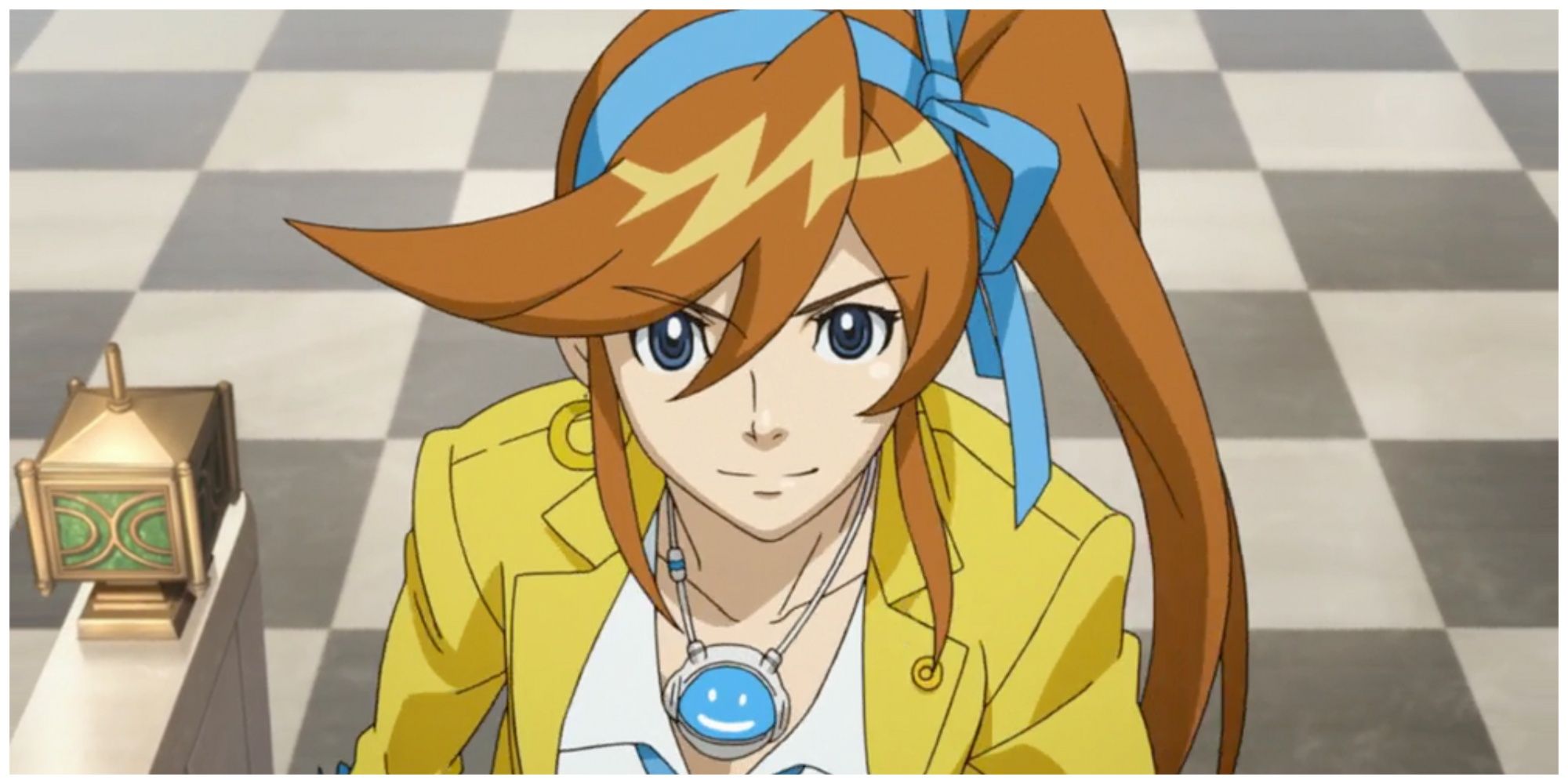 Athena Cykes smiling in a cutscene for Dual Destinies