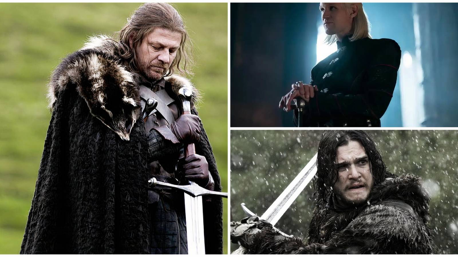 Ned Stark's Ice Daemon Targaryen's Dark Sister and Jon Snow's Longclaw in swords the Game of Thrones Universe.