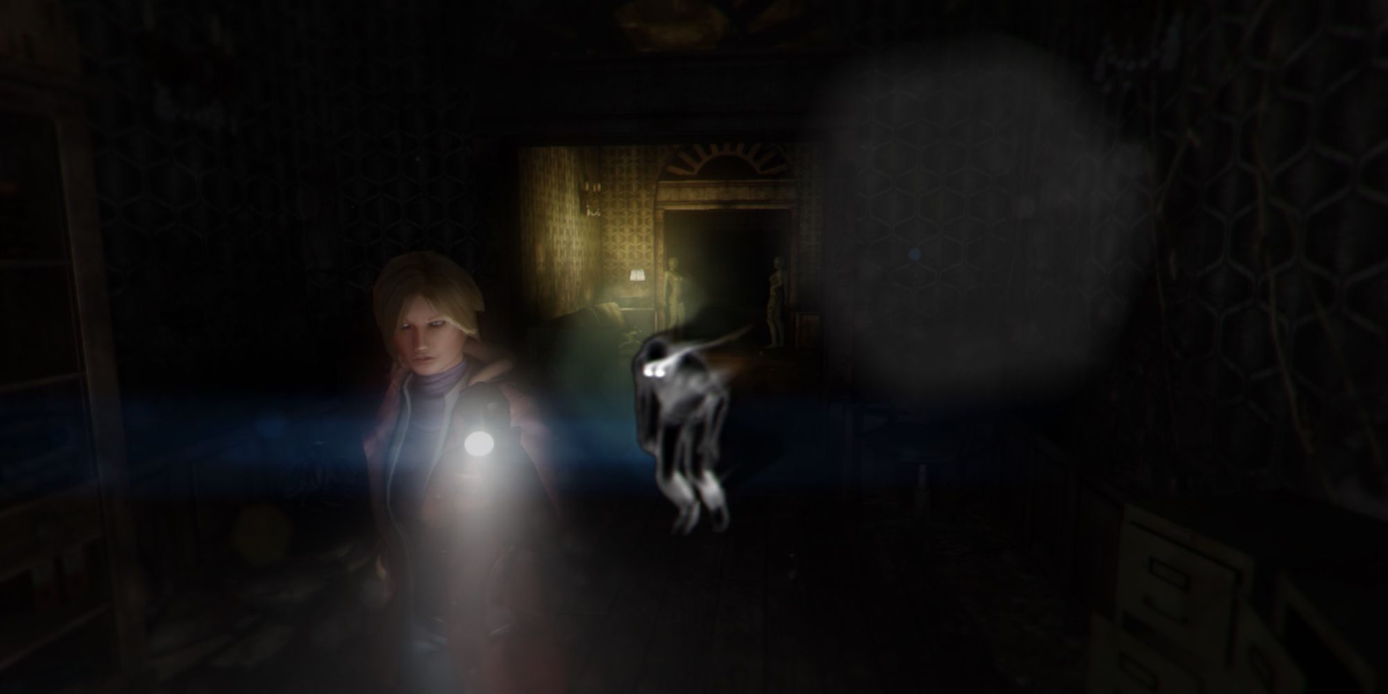 7 Best Horror Games For iPads A woman is stalking by a ghostly creature in the dark