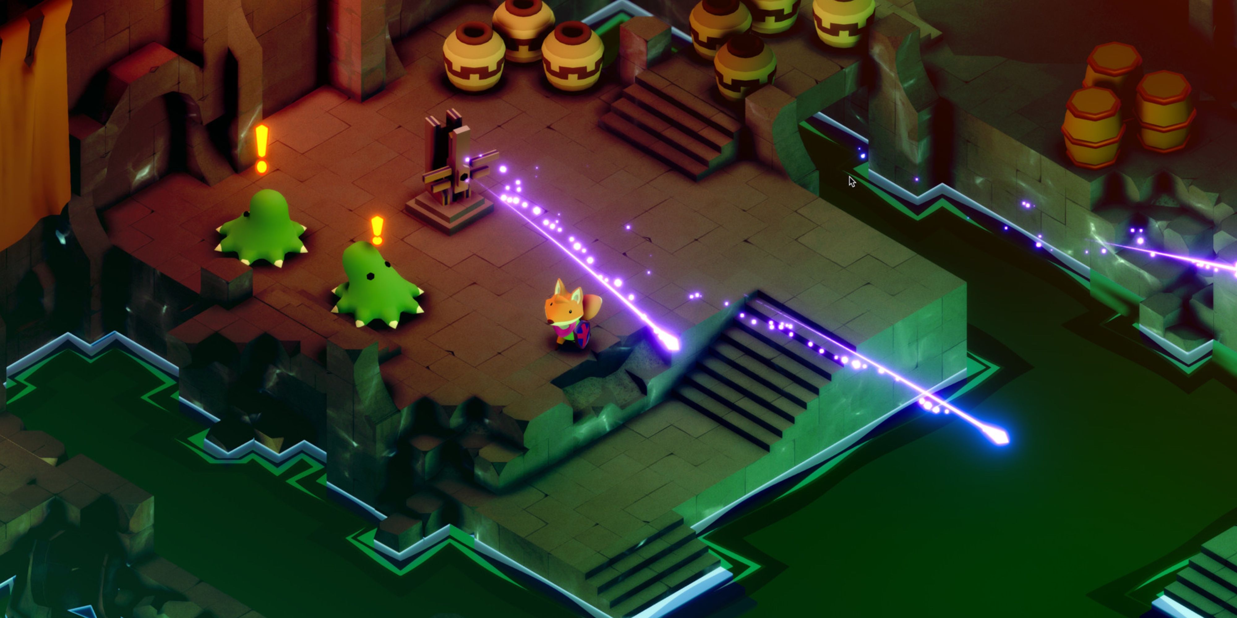 7 Best Isometric Soulslike Games, Ranked Fox dodges purple traps alerting green enemies