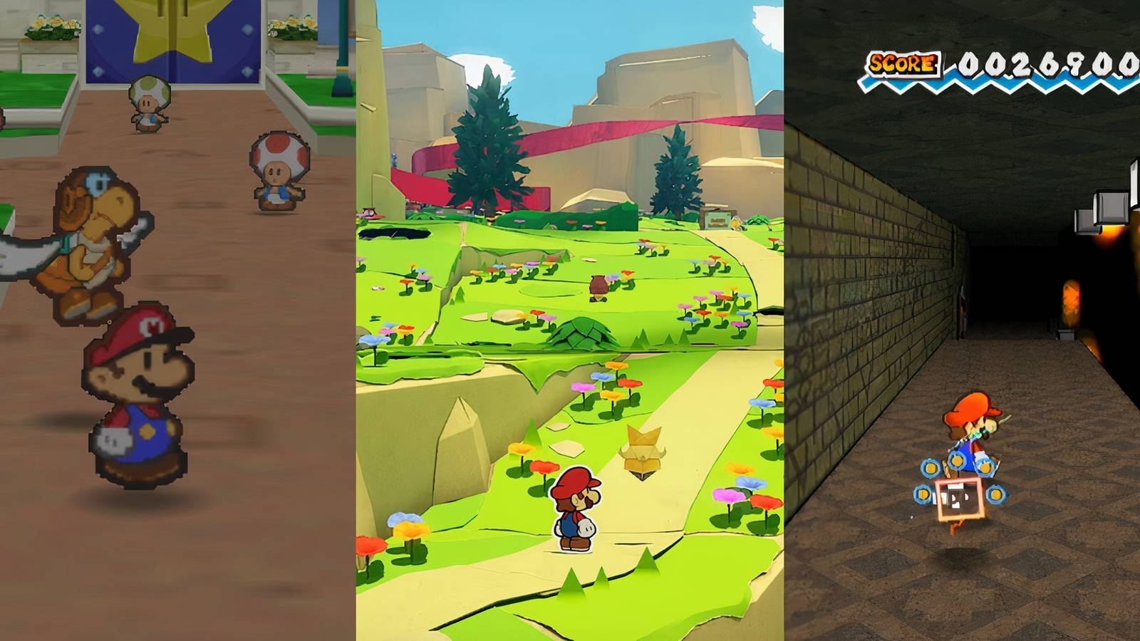 collage of 3 paper mario games