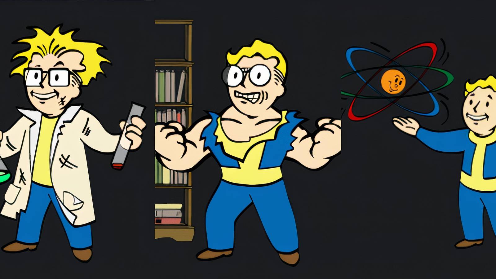 Chemist, Nerd Rage, and Nuclear Physicist Perk Icons from Fallout 4