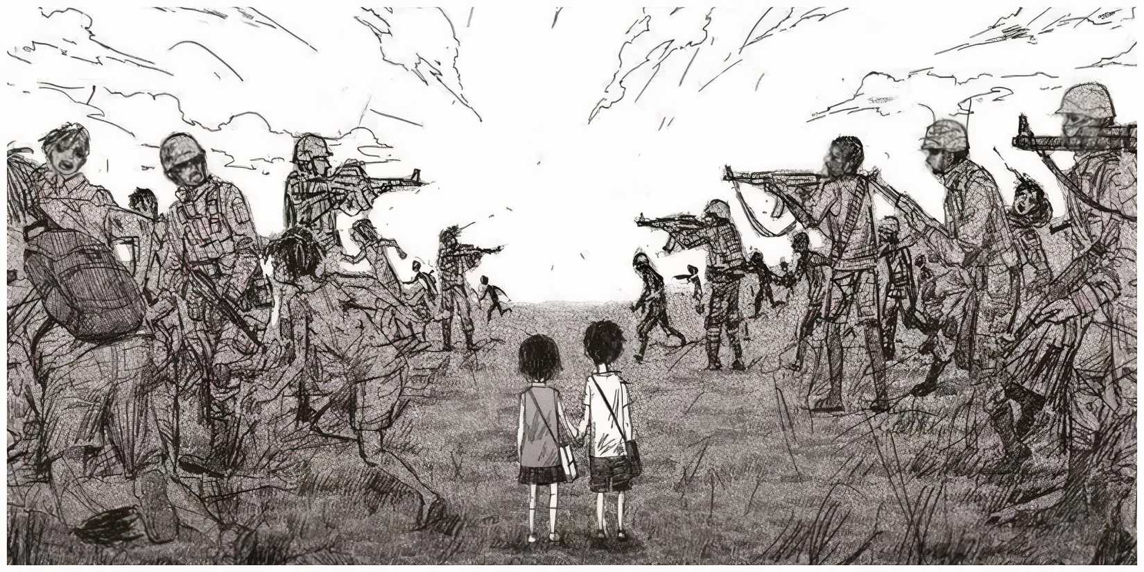 The horizon manhwa excerpt with main characters amidst a war