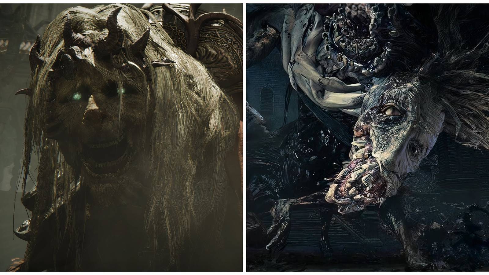 A split image of Soulslike games with the best DLC & expansions