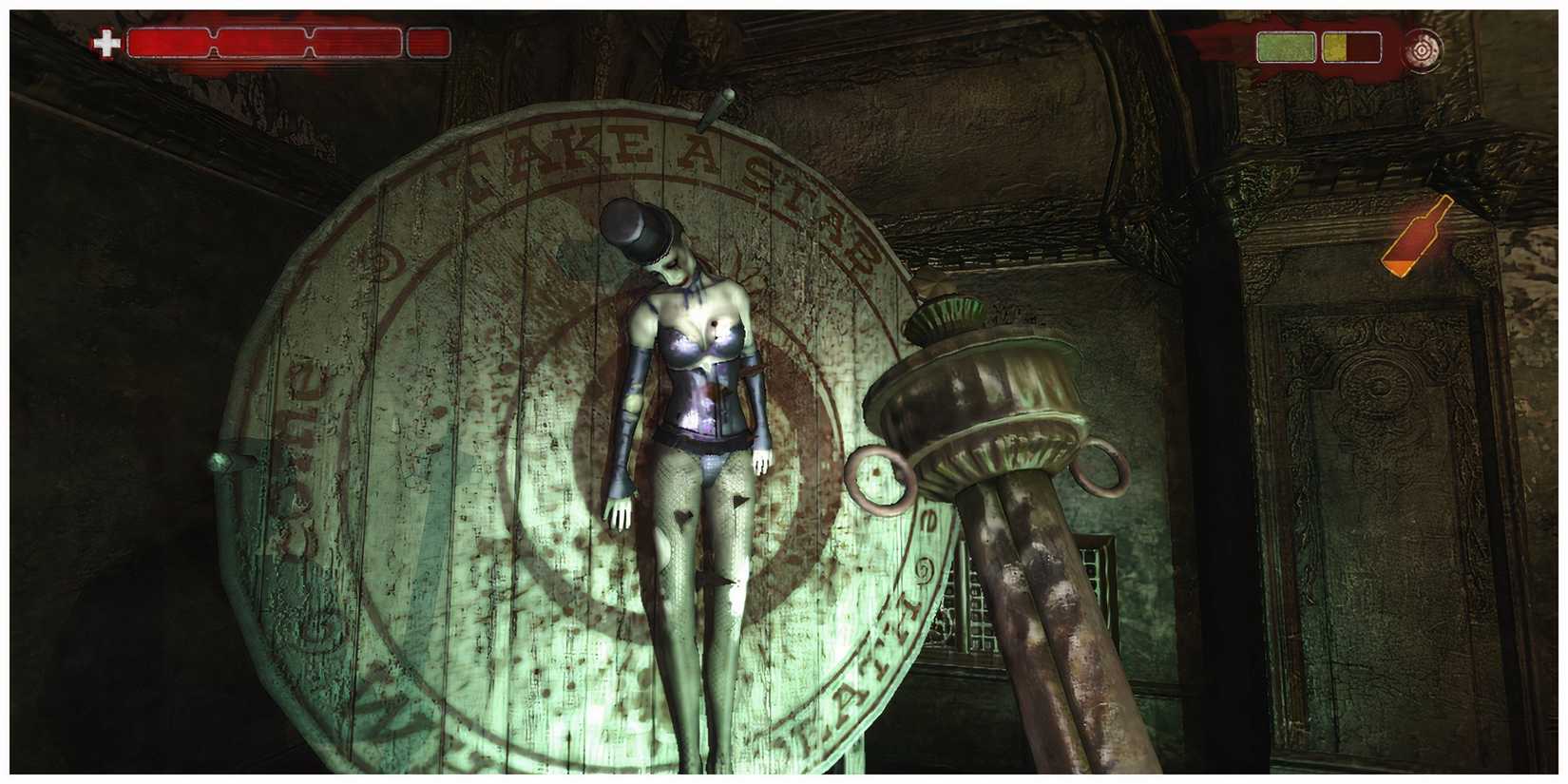 Looking at a psychopath nailed to a wheel in condemned 2