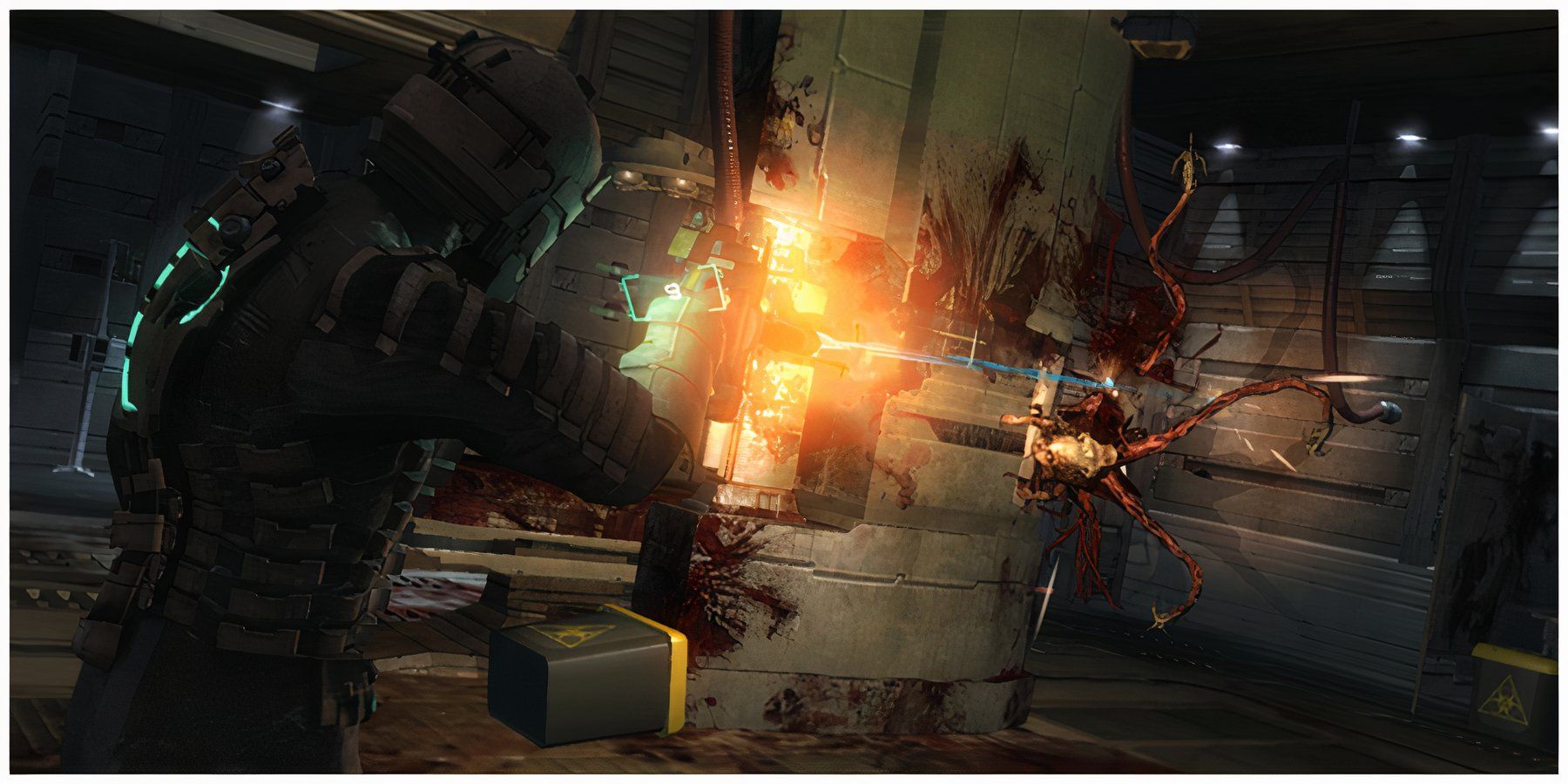 Third person combat in Dead Space 1 using the pistol