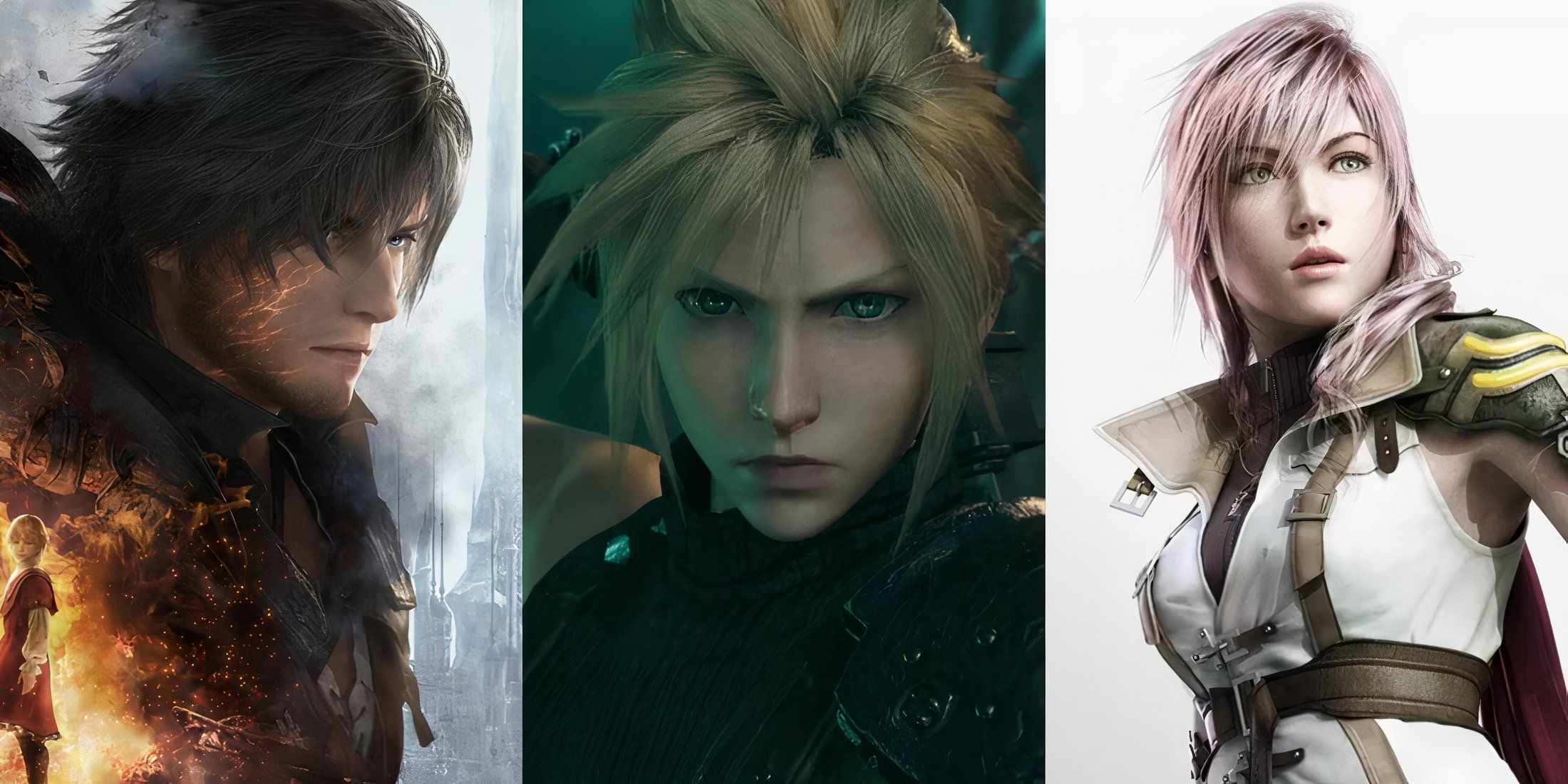Clive, Cloud and Lightning. Feature image for protagonists stronger than Cloud