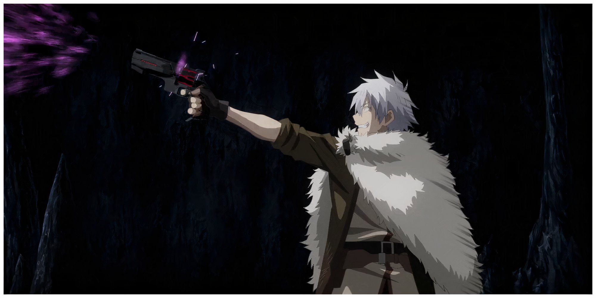 Arifureta main character firing a handgun