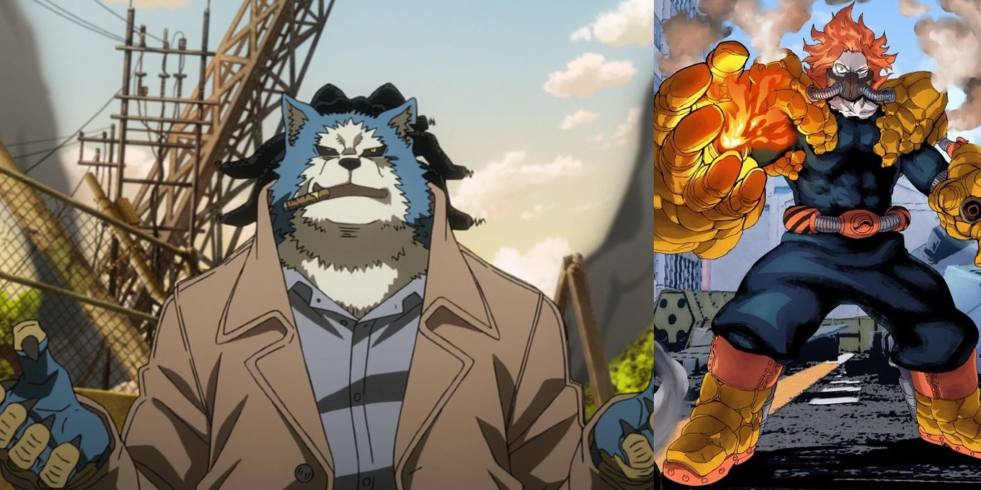 A split image of Maguma and Chimera in My Hero Academia