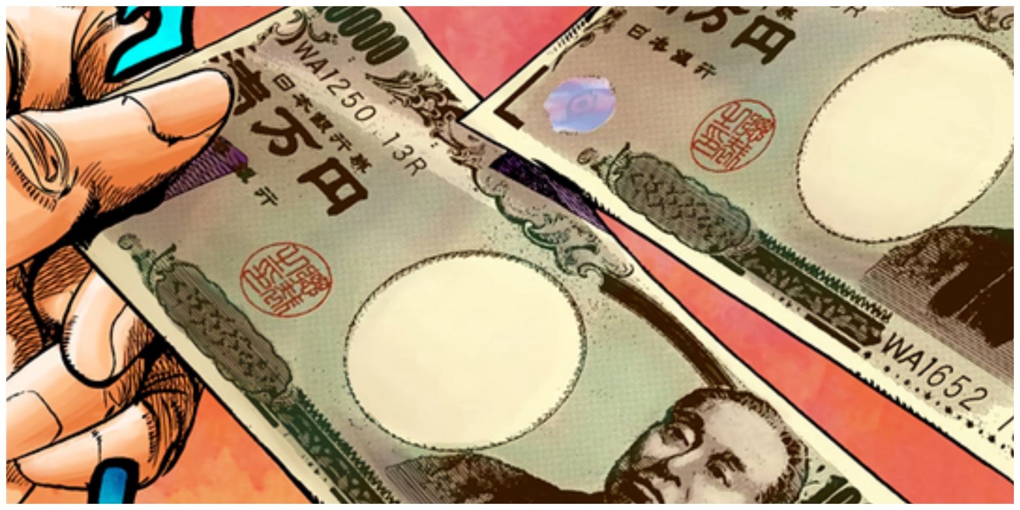A hand holding money in the JoJolion Manga