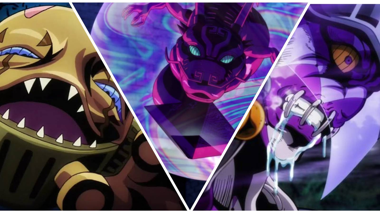 Collage of user-hurting stands; left: Cheap Trick, middle; Dragon's Dream, right; Purple Haze