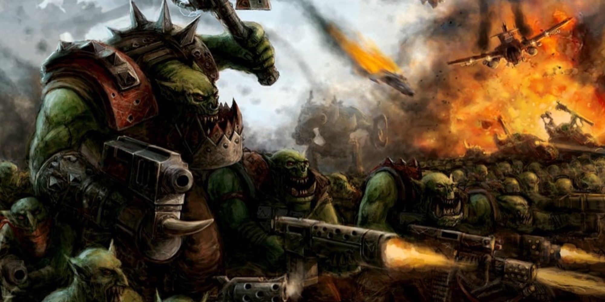 Warhammer 40k: 7 Reasons to play Orks An army of Orks charge into battle with guns blazing