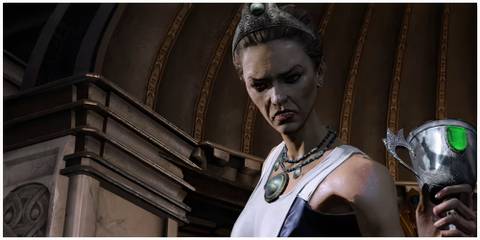 Hera drinking from a goblet in God of War 3