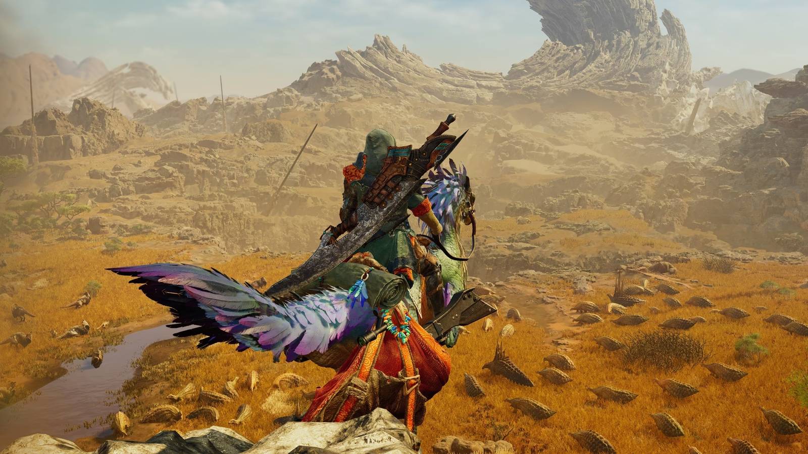 Monster Hunter Wilds player on Seikret