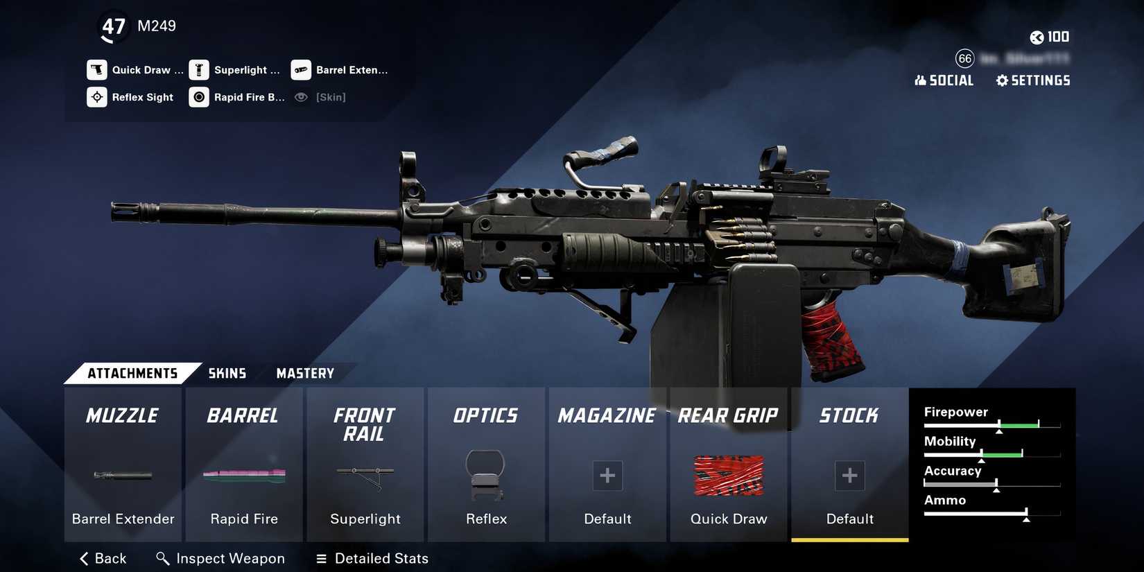 Screenshot showcasing the best all-roundM249 loadout in XDefiant