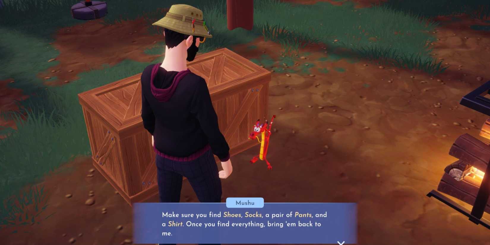 mushu asking the player to find uniform dreamlight valley