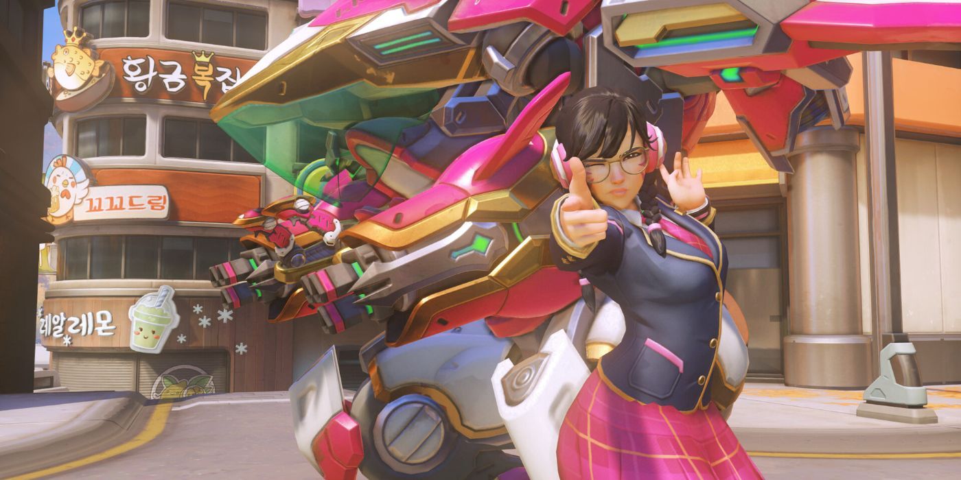 An image of D.Va equipped with the Academy skin from Overwatch 2 