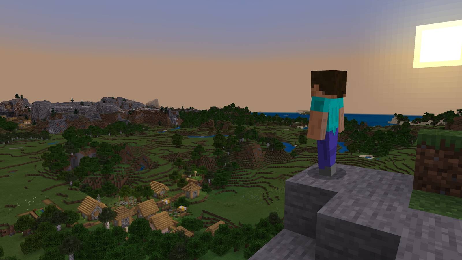 Minecraft Steve looking over the horizon