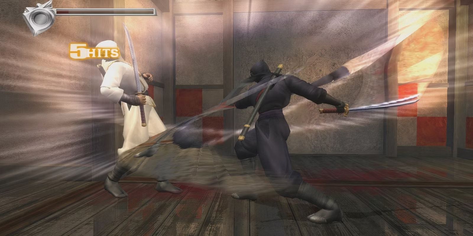 ryu hayabusa fighting a white ninja in ninja gaiden black