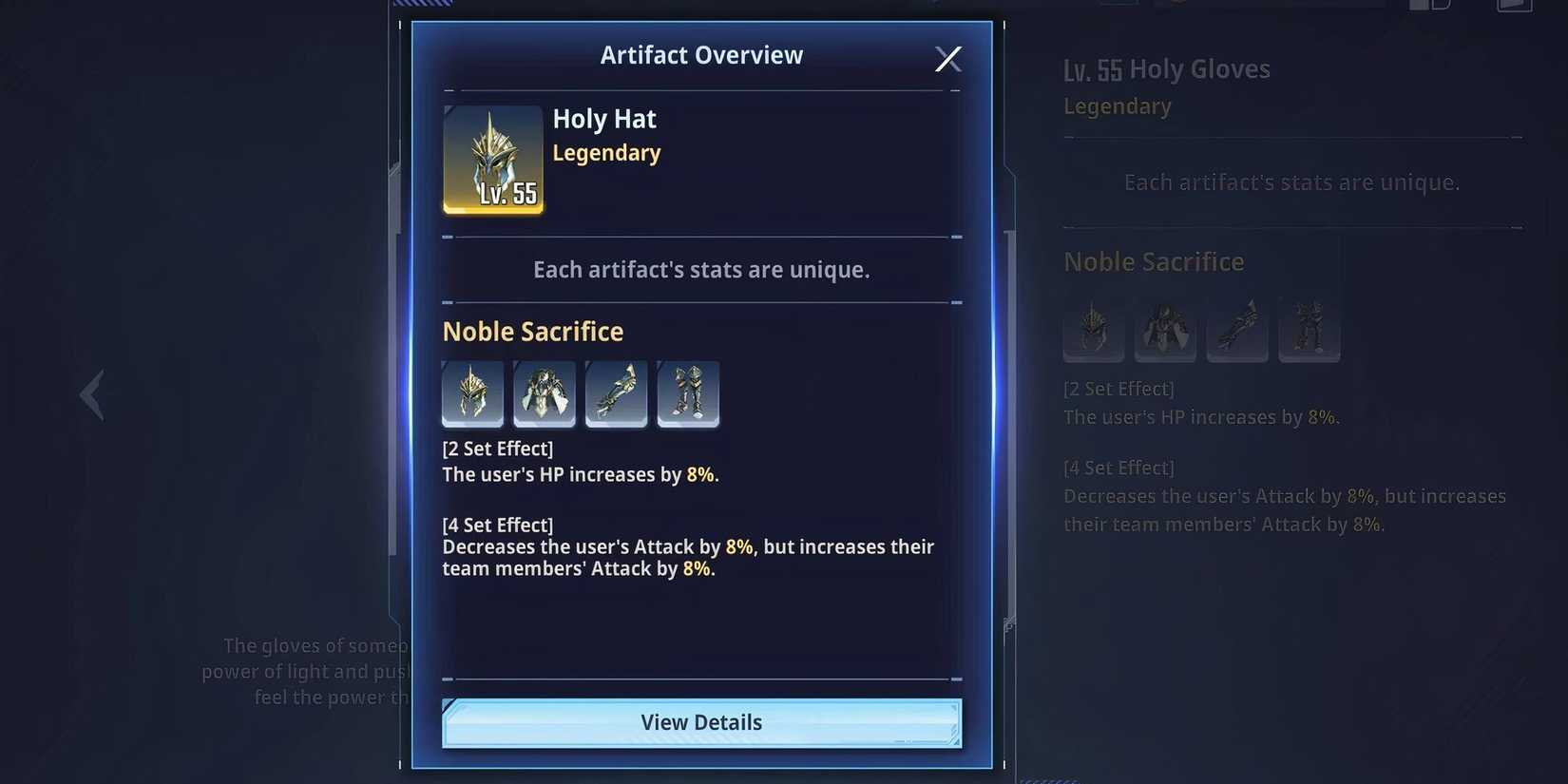 Noble Sacrifice artifact set description