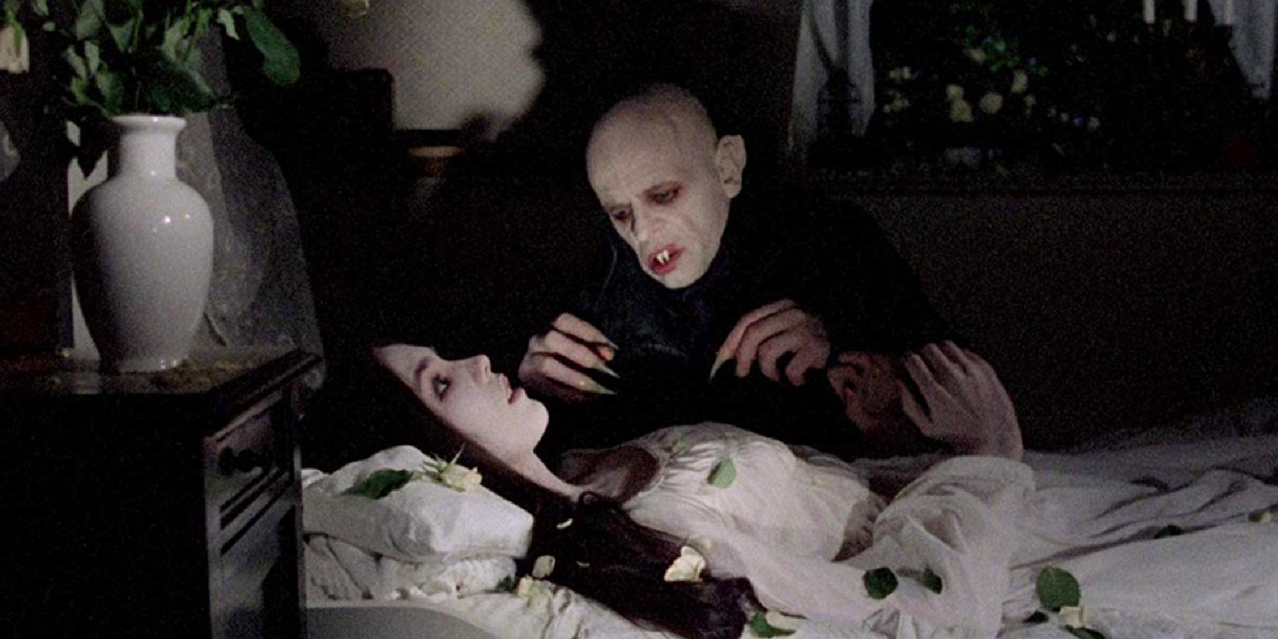 Nosferatu the Vampyre movie screenshot Count Orlok bearing down on victim