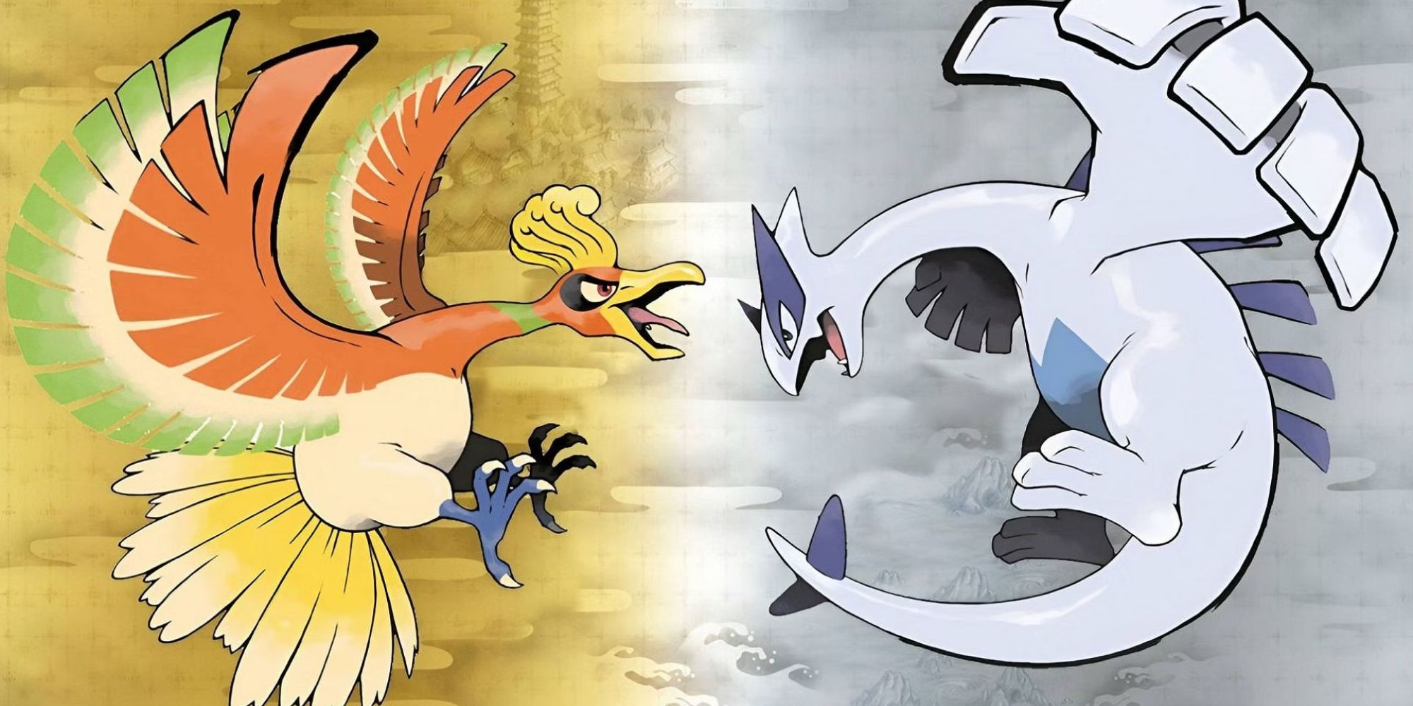 Official art of Ho-oh and Lugia in the covers of Heartgold & Soulsilver.