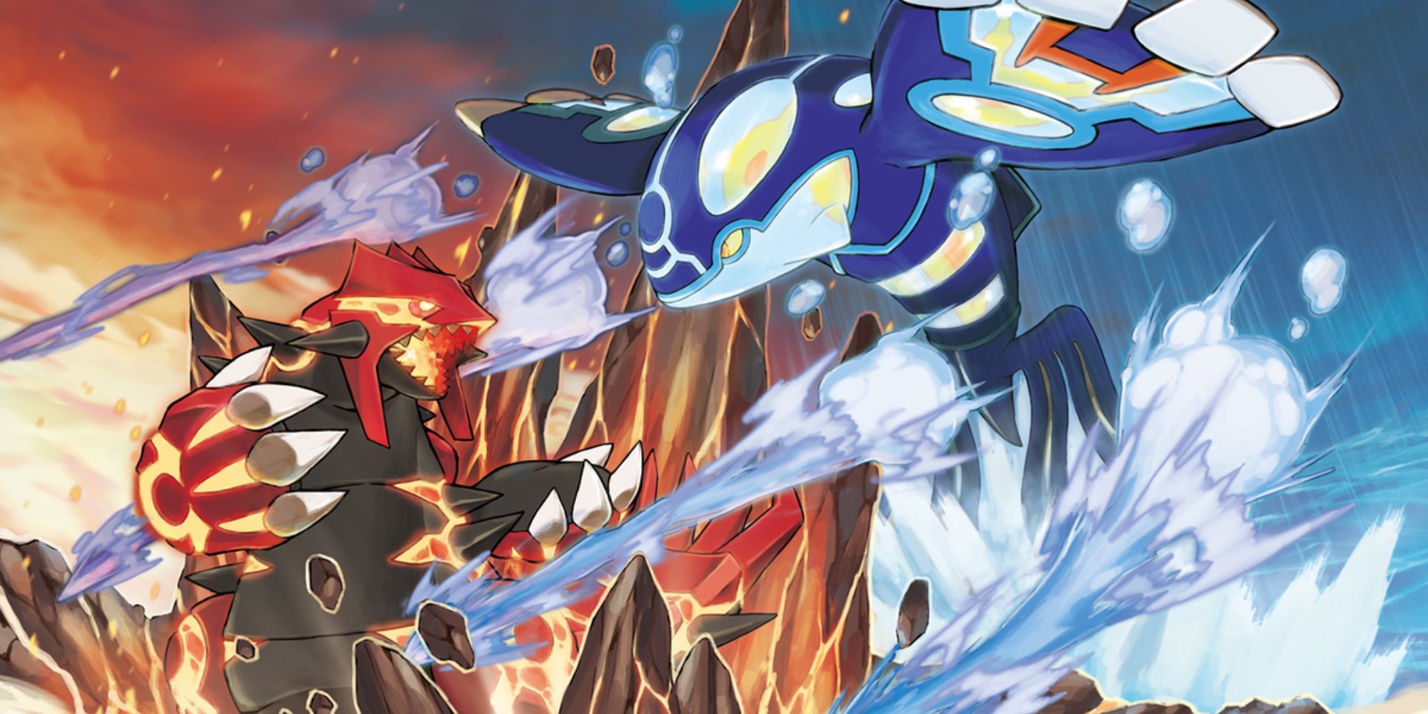 Official promotional art of Groudon and Kyogre in their Primal Forms.