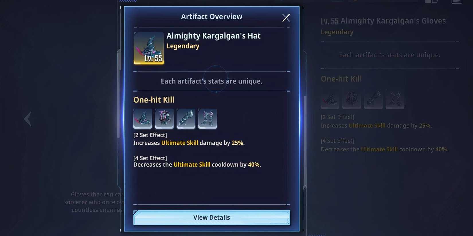 One-Hit Kill artifact set description