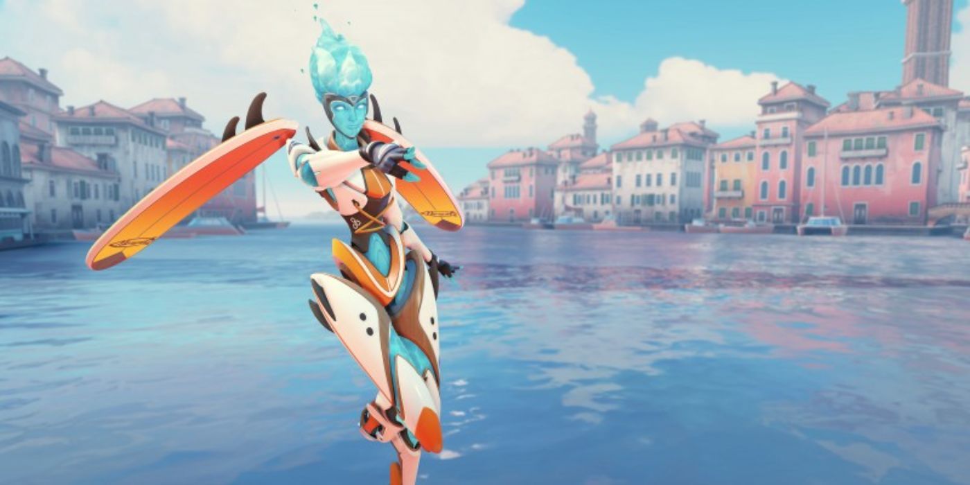 An image of the hero Echo from Overwatch 2 with the Surf's Up skin equipped