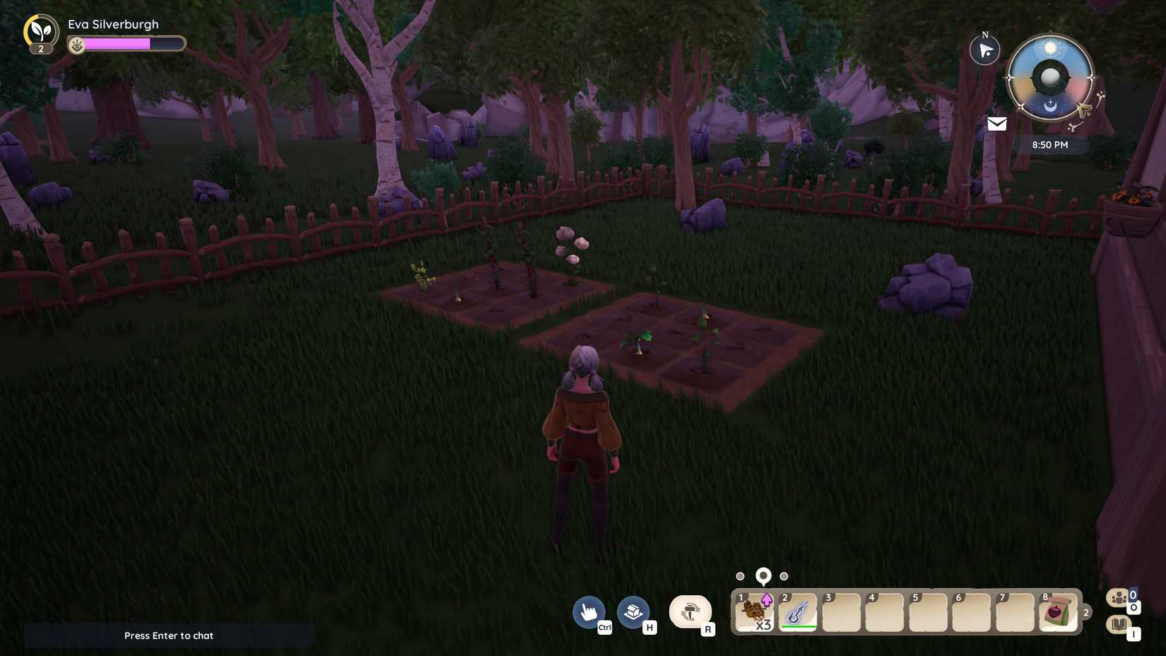 Image of a character gardening in Palia