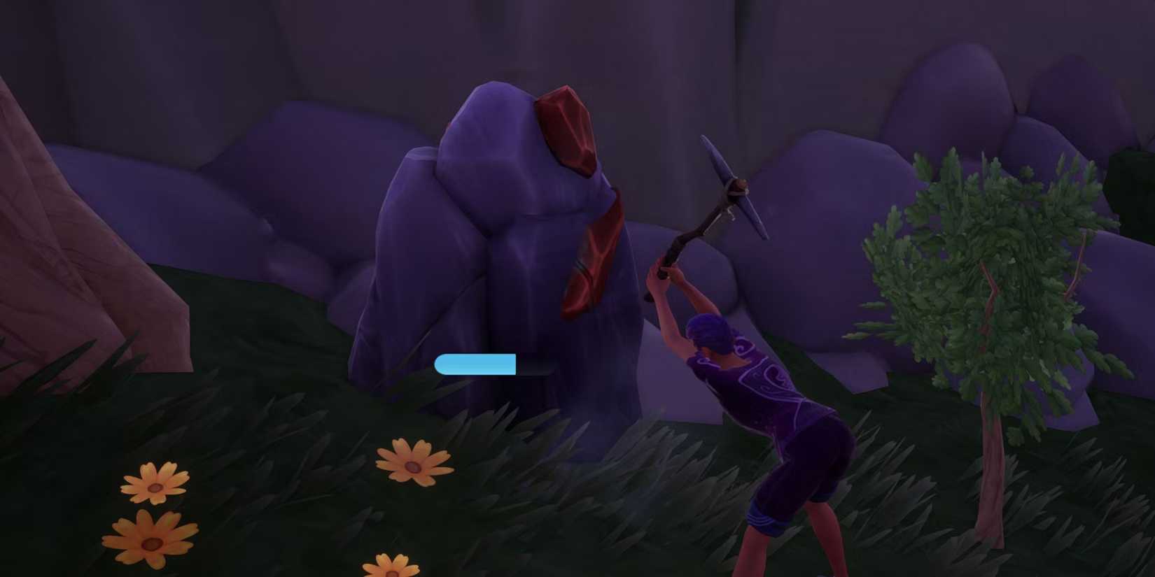 Image of a character mining with a pick in Palia