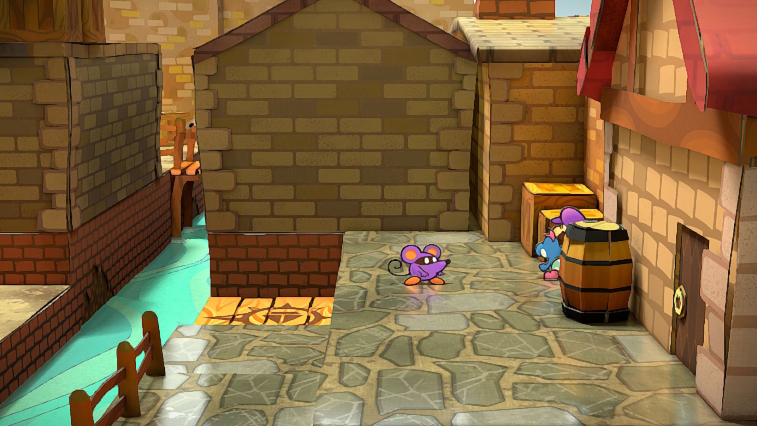 Image of a star piece near some boxes in Paper Mario TTYD