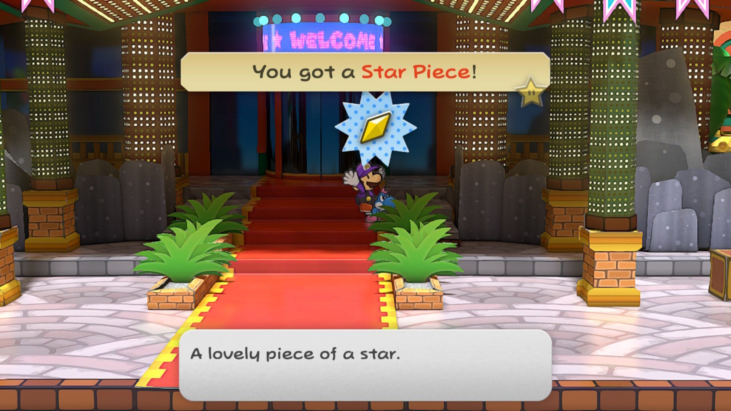 Image of a star piece behind a bush near the Glitz Pit in Paper Mario TTYD