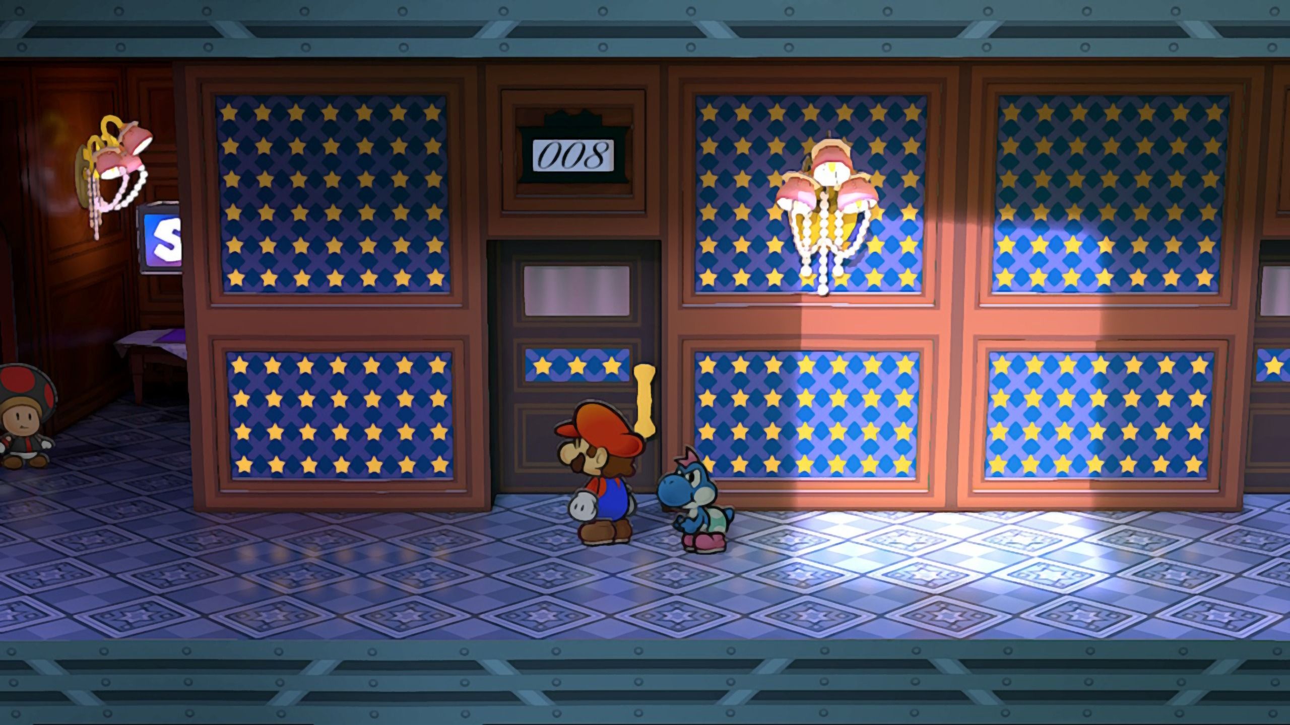 Image of the outside of cabin 008 on the excess express in Paper Mario TTYD