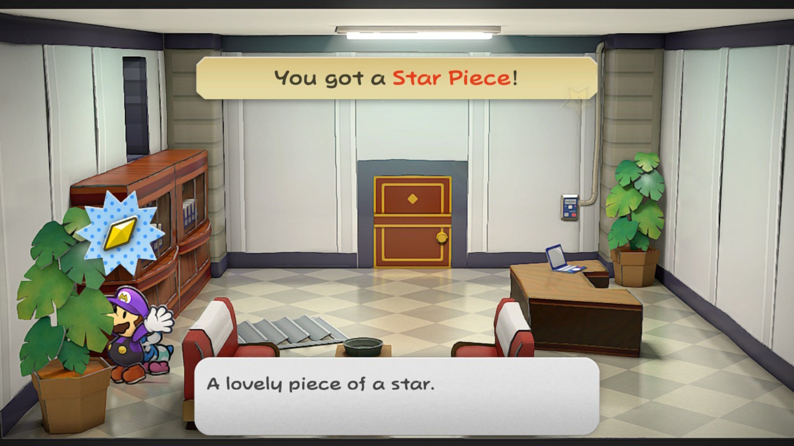 Image of a star piece behind a fern plant in Paper Mario TTYD