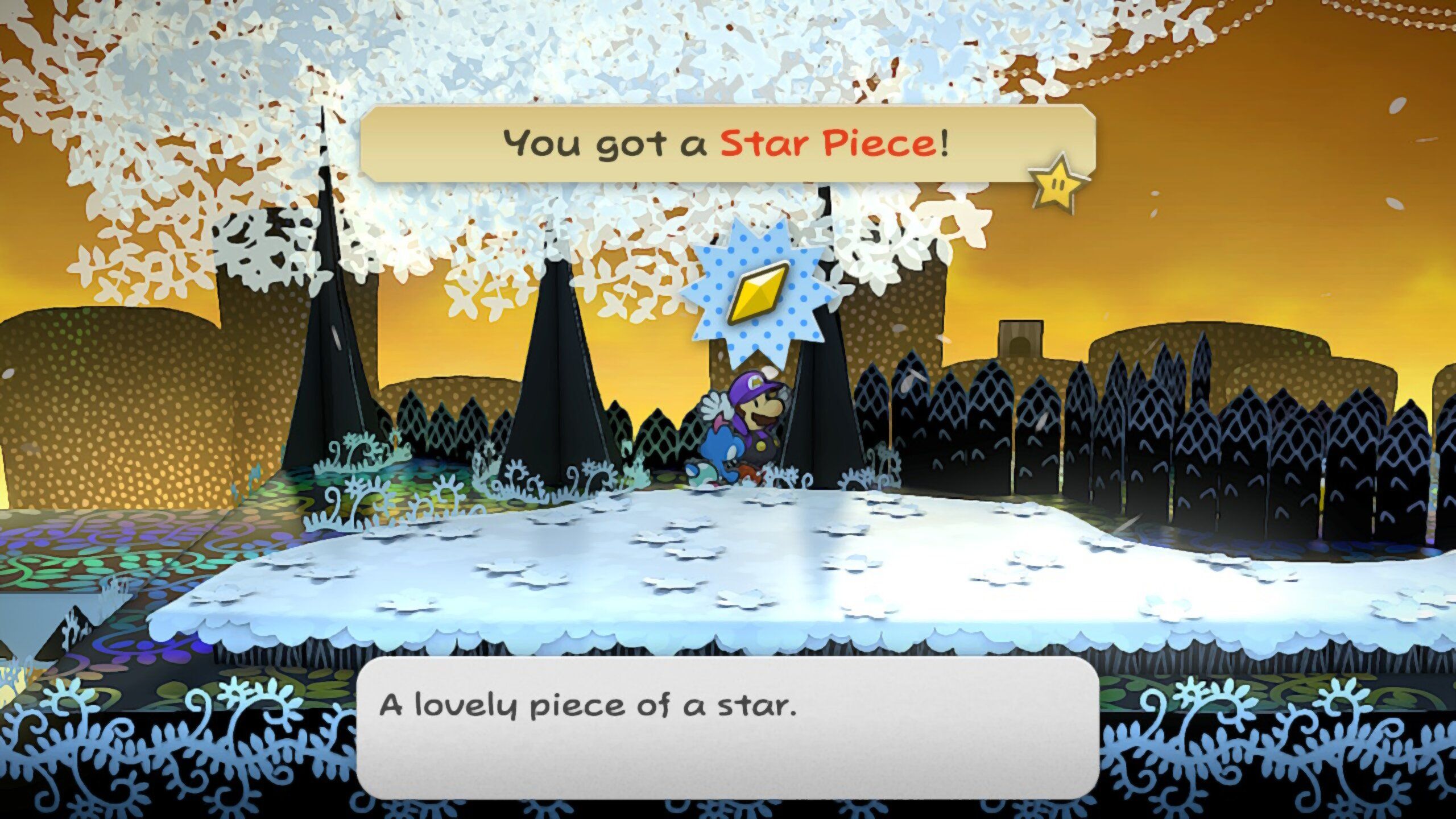 Image of a star piece near a tree by Flurrie's house in Paper Mario TTYD