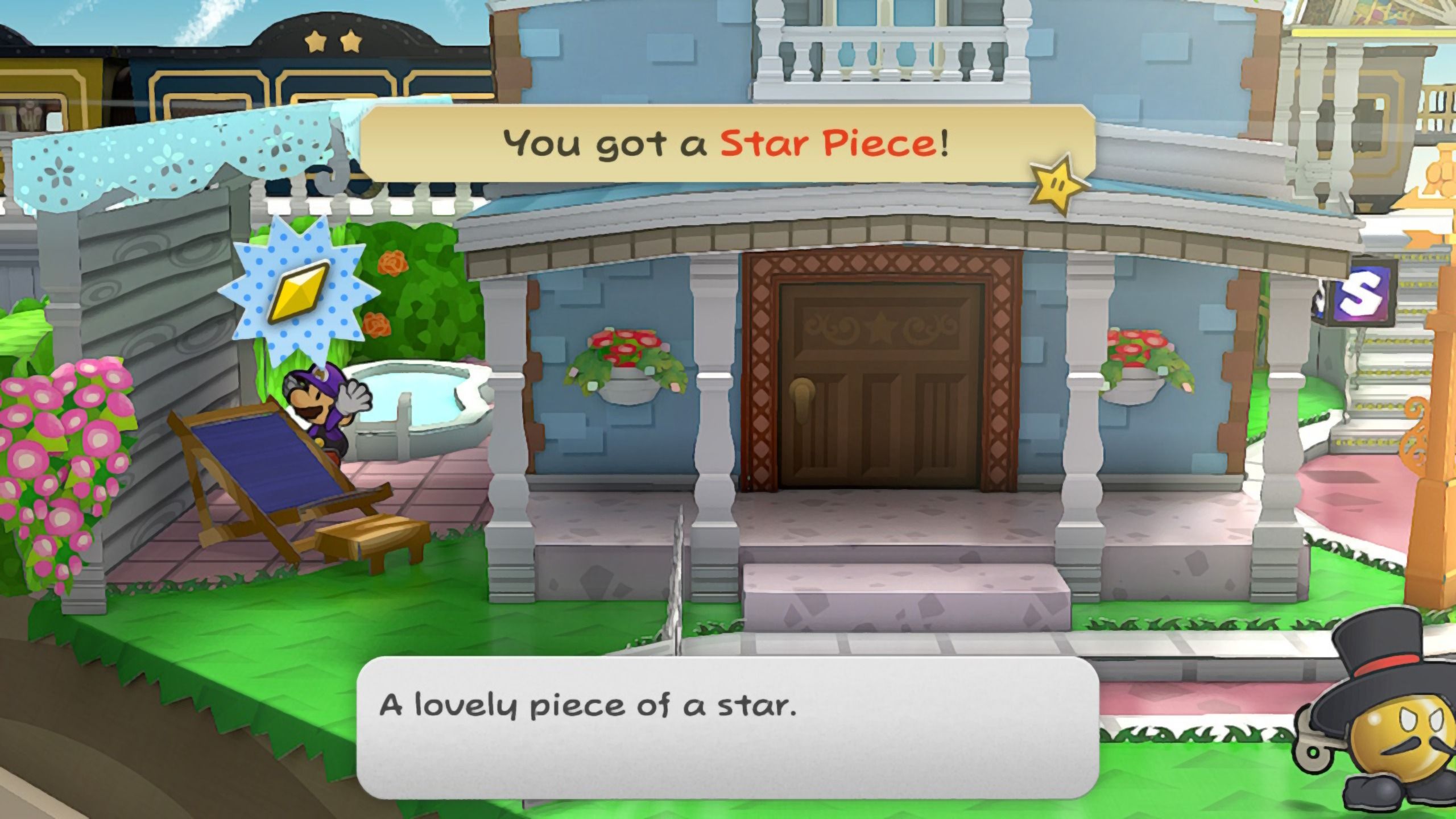 Image of a star piece next to Goldbob's house in Paper Mario TTYD