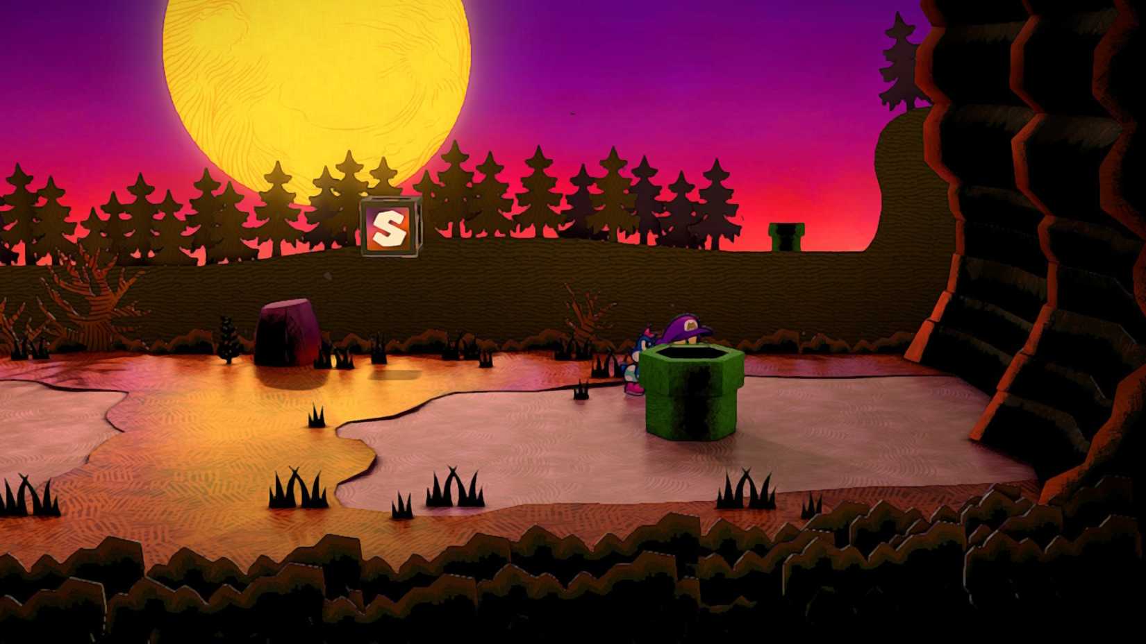 Image of a star piece behind a green pipe in Paper Mario TTYD