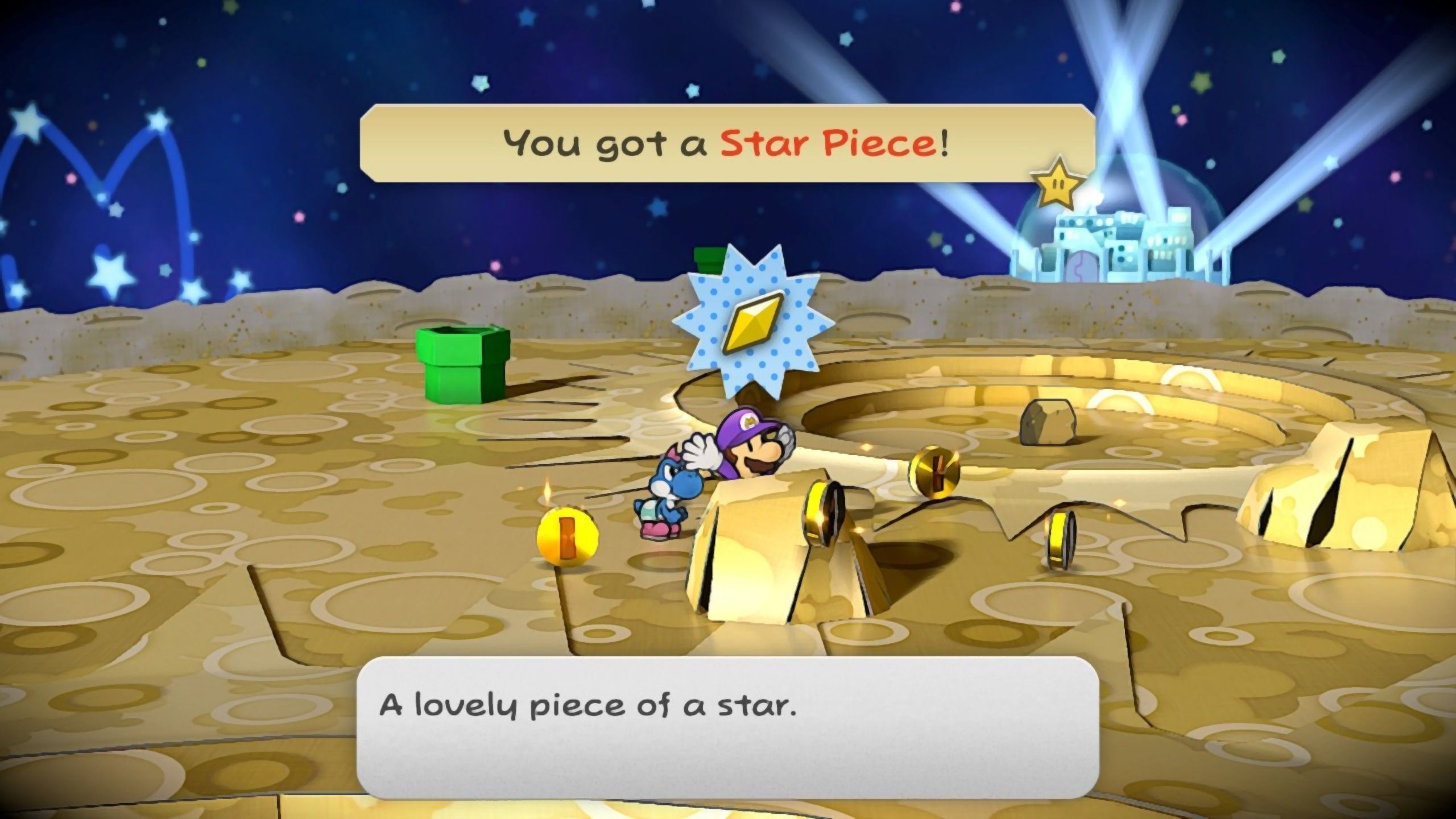 Image of the star piece on the moon in Paper Mario TTYD