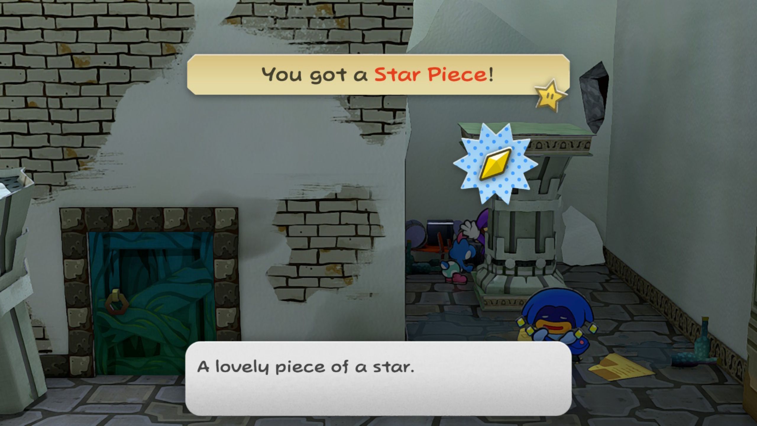 Image of a star piece behind a pillar in Paper Mario TTYD