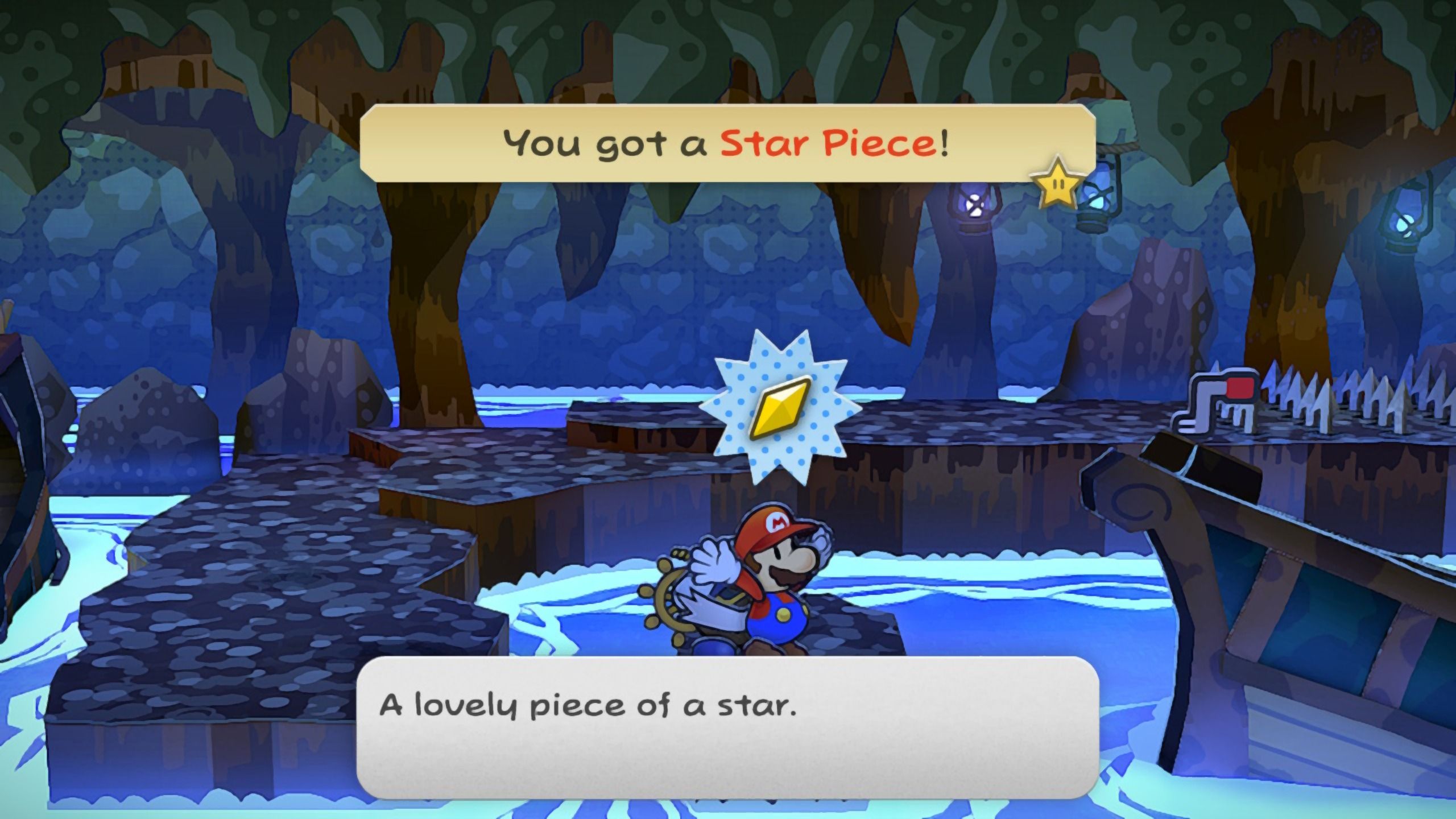 Image of a star piece in the first room of Pirate's Grotto in Paper Mario TTYD