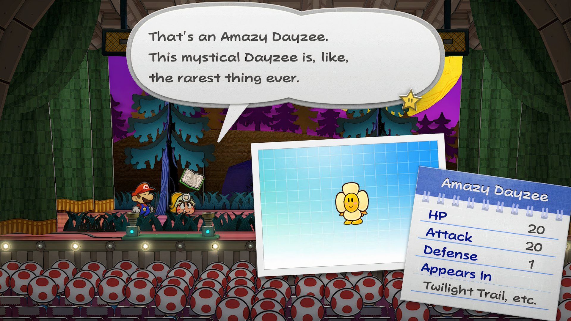 Paper Mario: The Thousand-Year Door - Amazy Dayzee Tattle Log Entry