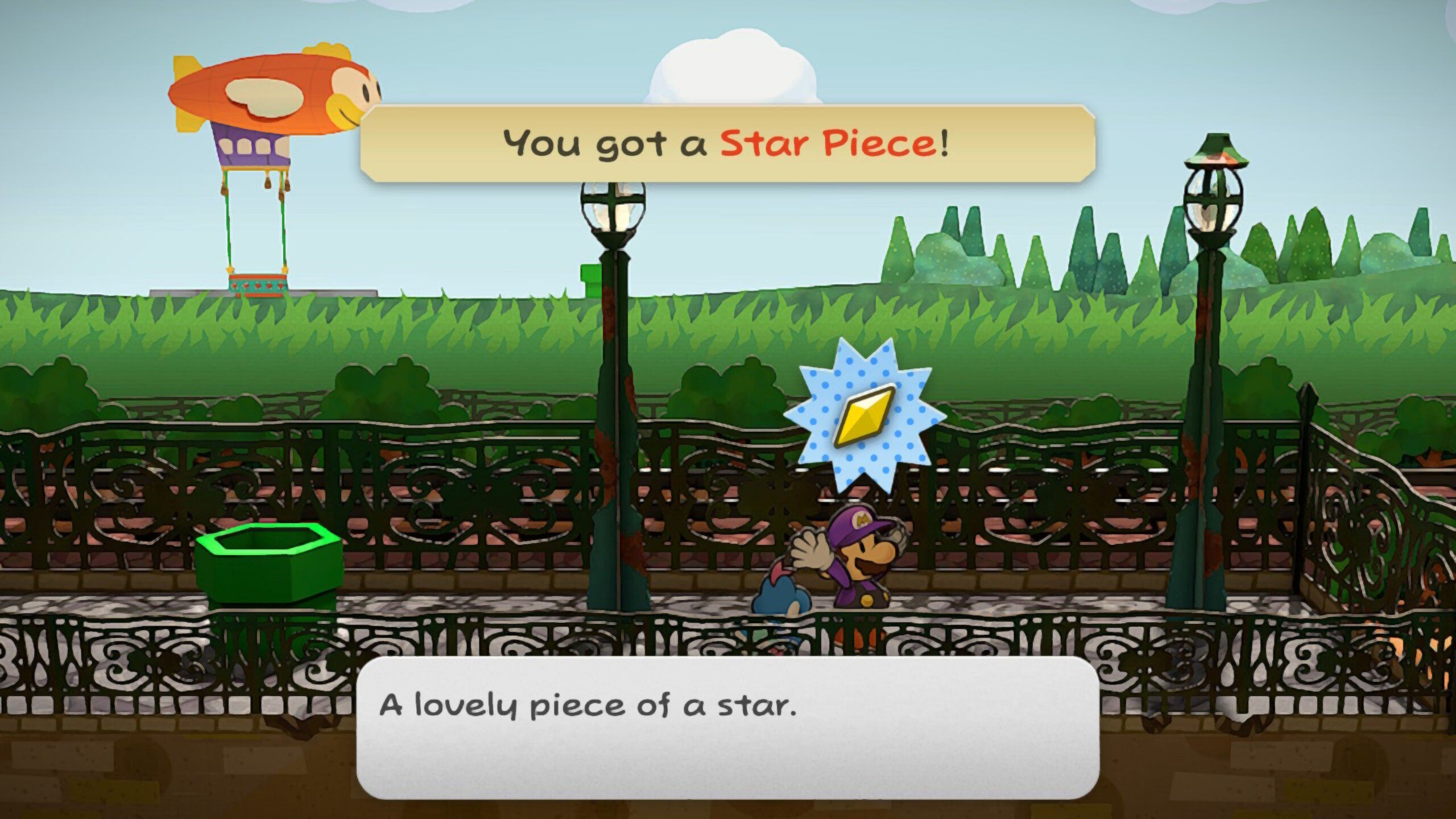 Image of the star piece near the blimp in Paper Mario TTYD