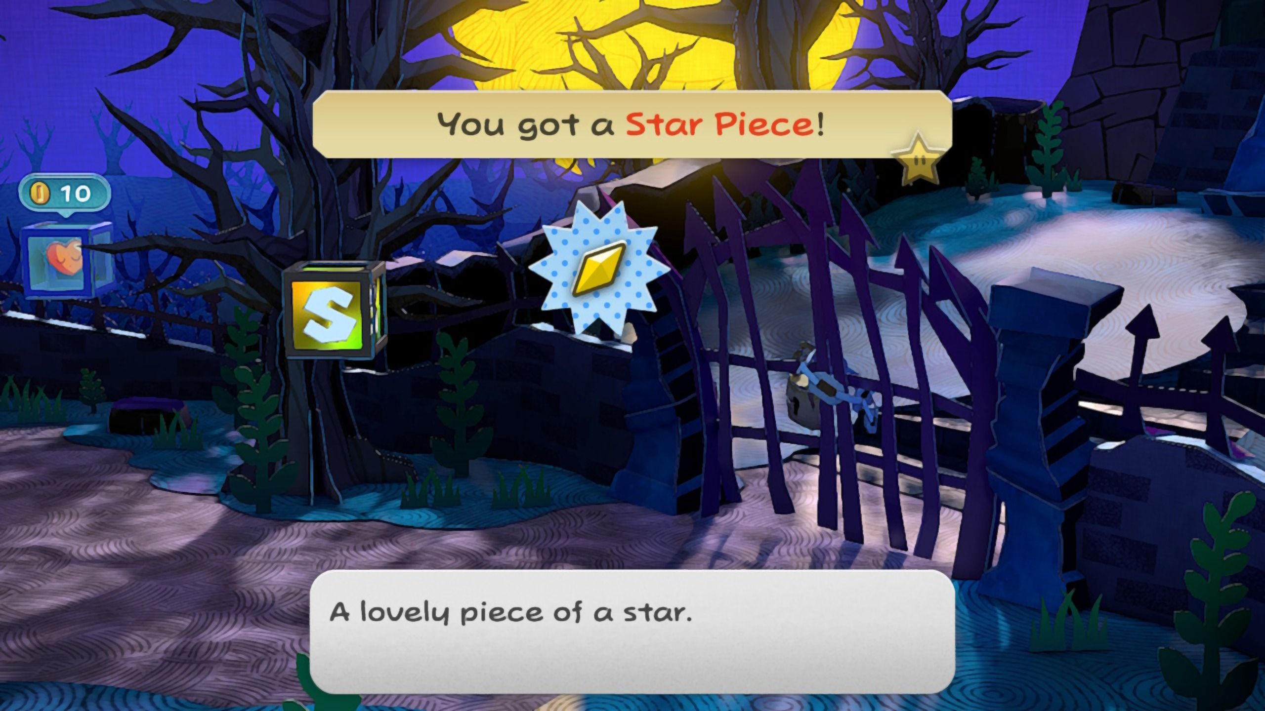 Image of a star piece behind a gate in Paper Mario TTYD