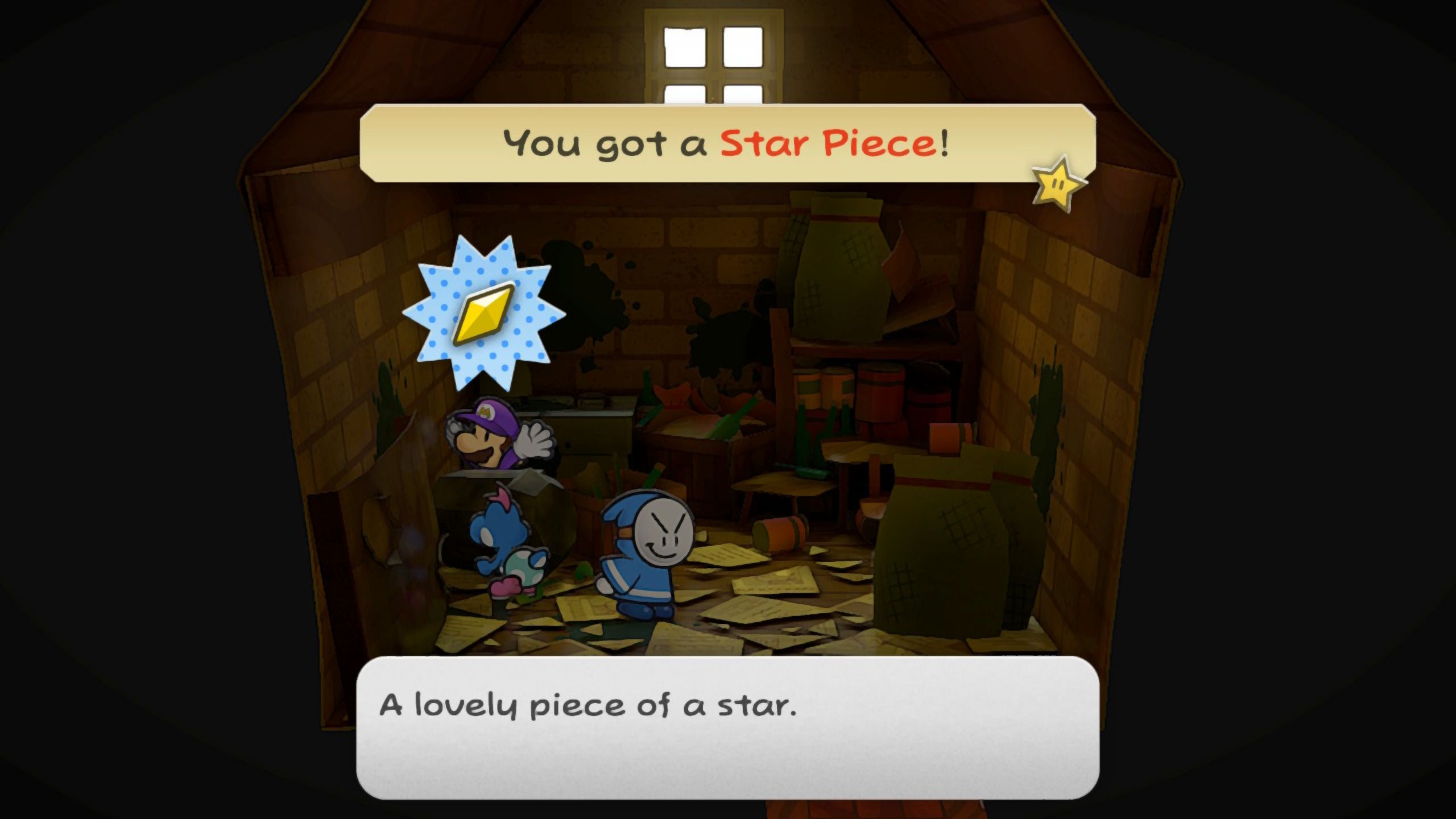 Image of a star piece in a back house in Paper Mario TTYD