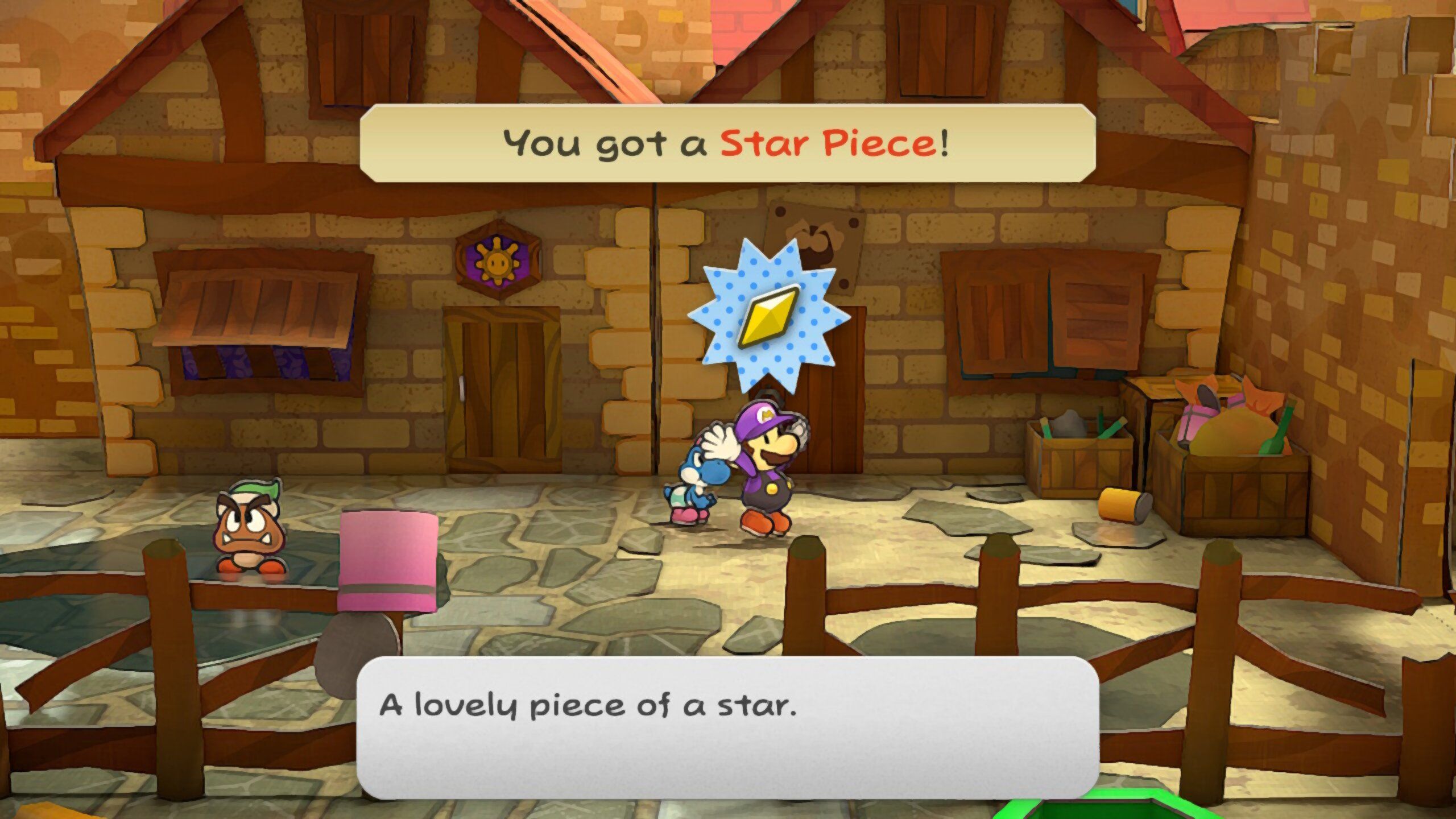 Image of a star piece in front of Professor Frankly's house in Paper Mario TTYD